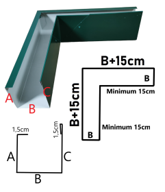alt="Narożnik do rynny bez okapnika - stal powleka SP146"