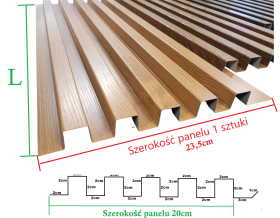 Lamele stalowe drewnopodobne DP20 – panel podstawowy 2×2×2, winchester, lamele złoty dąb