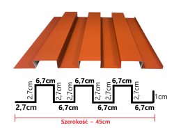 Lamel elewacyjny | trzy garby 6,7 x 2,7 x 6,7 | stal powlekana