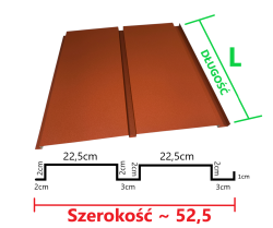 Lamel elewacyjny | dwa garby 22,5 x 2 x 3 | stal powlekana